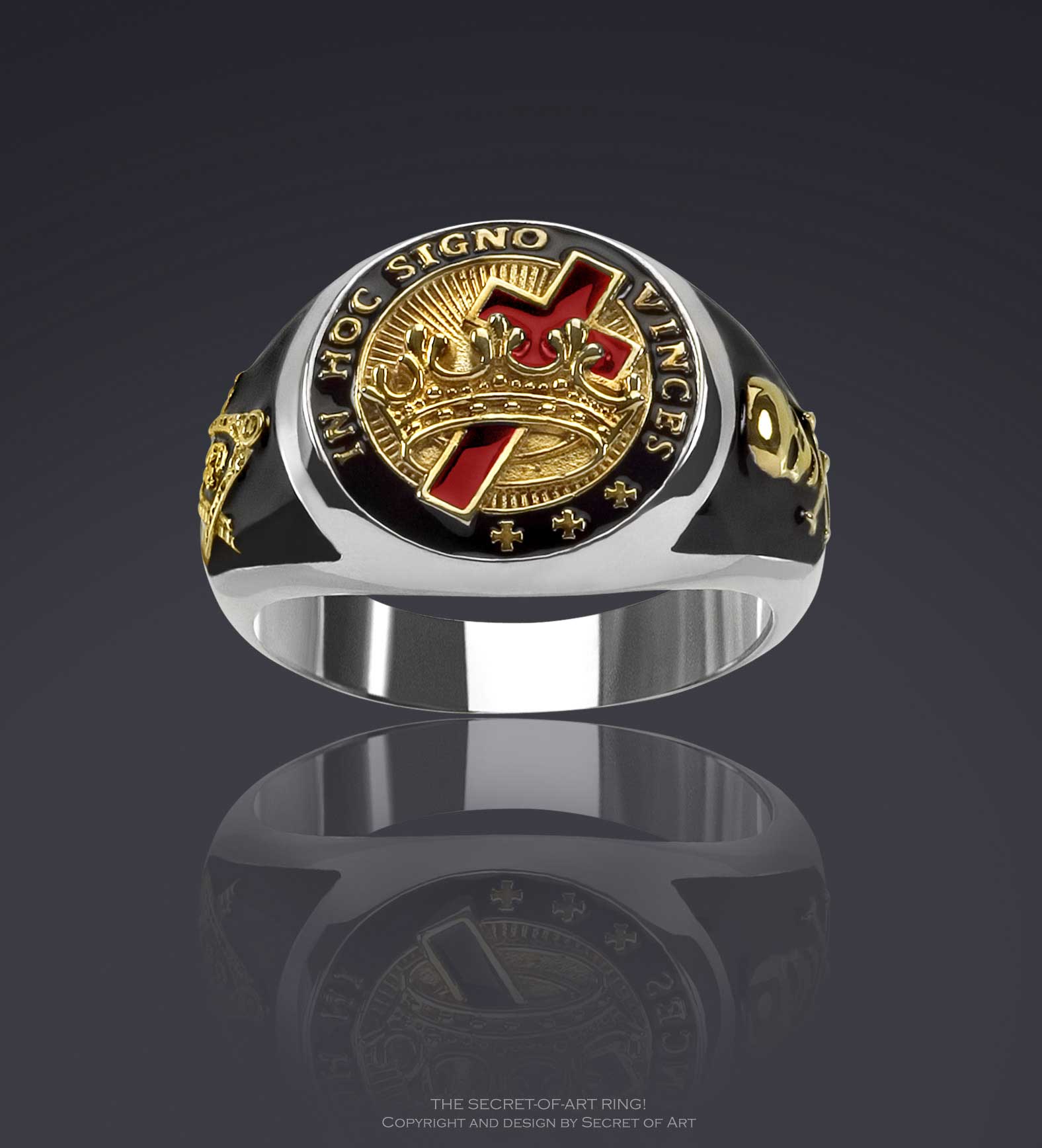 Knights Templar In hoc signo Masonic ring 925 Silver Freemasonry